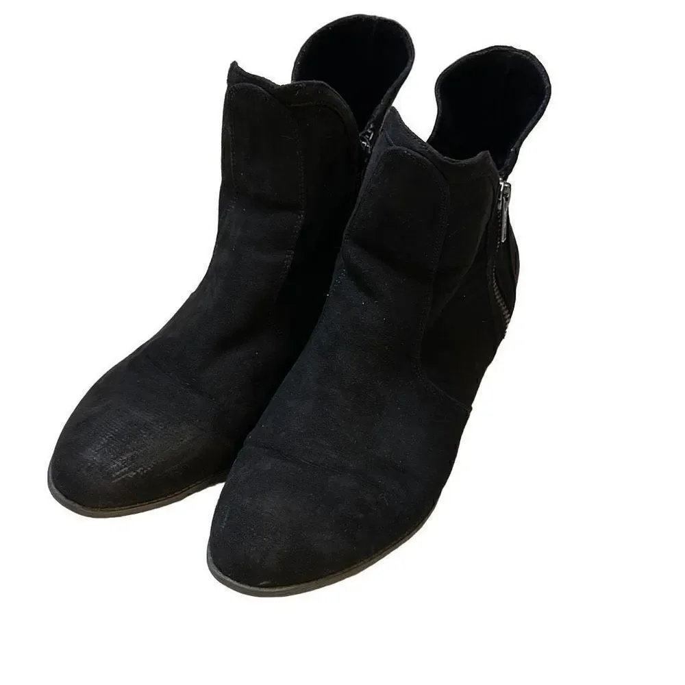 Makalu Women's Black Fabric Zip Ankle Boots Size 8.5 - Picture 6 of 6